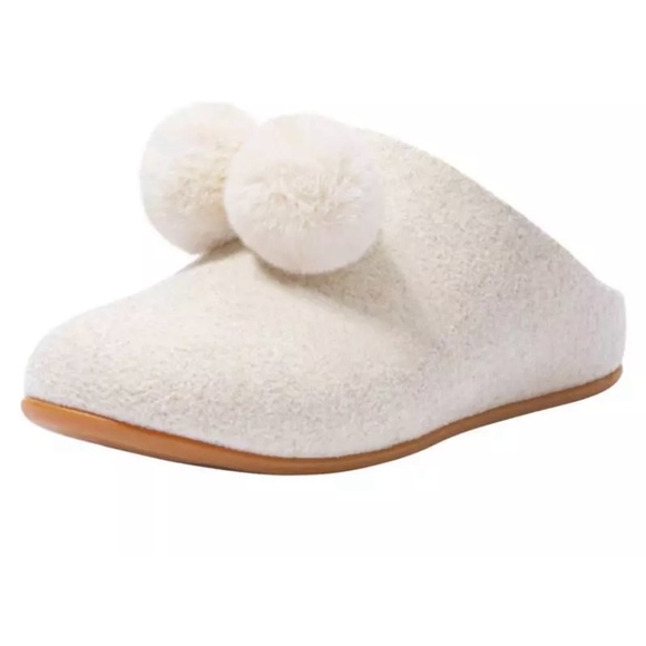 Fitflops Chrissie Pom-Pom Felt Slippers - Size 6/EU 37 * Ivory - Picture 2 of 6